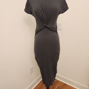 All Saints - Charcoal T-shirt dress with Twist Draping